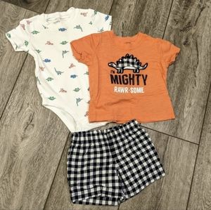 3/$20 Baby Boys Dino Short Set